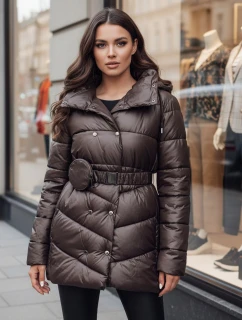 Dámský prošívaný zimní kabát s kapucí BLOOM mocha FashionStreet TY4517z