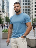 Pánské bavlněné tričko basic, světle modré, FashionStreet RX5691 Pánské bavlněné tričko basic, světle modré, FashionStreet RX5691