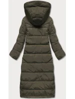 Dlouhá dámská péřová bunda v khaki barvě (AG3-3038) Dlouhá dámská péřová bunda v khaki barvě (AG3-3038)