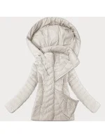 Dámská prošívaná bunda v barvě ecru s kapucí J Style (16M9238-280)