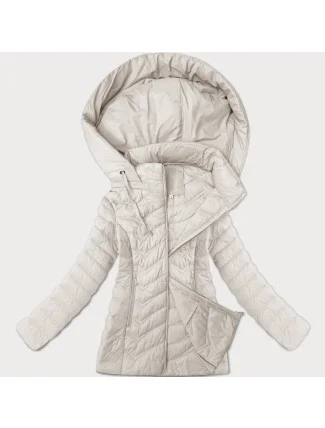 Dámská prošívaná bunda v barvě ecru s kapucí J Style (16M9238-280)