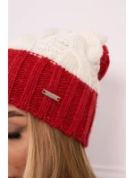 Čepice Paris fleece K212 ecru+bordeaux