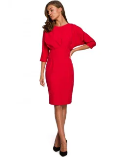 S242 Šaty s netopýřími rukávy - červené