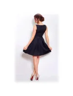 Dámské společenské šaty FOLD se sklady a páskem středně dlouhé černé - Černá - Numoco