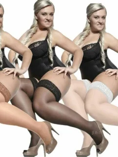 Dámské samodržící punčochy Bella Size++ 15 den bílá - Adrian