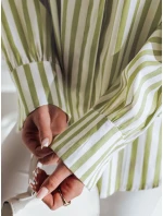 Dámské oversize tričko s prodlouženým zadním dílem SAMONE v zeleno-bílých pruzích FashionStreet DY0460