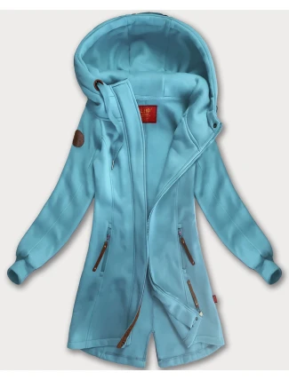 Světle modrá dlouhá dámská mikina s kapucí (AMG-675/2) Světle modrá dlouhá dámská mikina s kapucí (AMG-675/2)