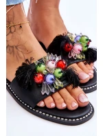 Pantofle s ozdobnými korálky S.Barski KV-2775-47 Černé Pantofle s ozdobnými korálky S.Barski KV-2775-47 Černé