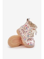 Dětské zateplené boty se zipem jednorožci béžové Tiptop