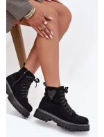 Dámské kotníkové boty s brokátovým srdcem černé Nariri