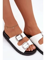 Dámské pantofle s klipsy na platformě bílé Elamas