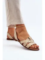 Zazoo Pohodlné kožené nazouvací sandály, béžová