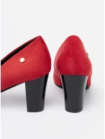 Jedinečné  lodičky červené dámské na širokém podpatku