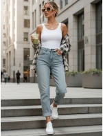 Dámské džíny mom fit s vysokým pasem světle modré FashionStreet UY2909
