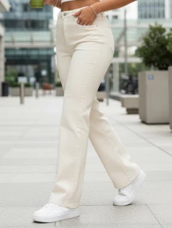 Dámské džíny s vysokým pasem ecru FashionStreet UY2912