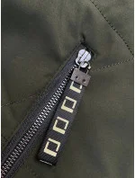 Krátká dámská bunda v army barvě se stojáčkem (5M3161)