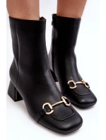 Boty Na Podpatku S Ozdobou Černé Adinah