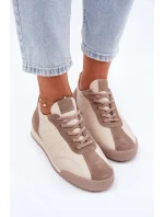 Dámské Kožené Sportovní Boty Béžové Laura Messi 2935