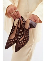 Dámské sandály na podpatku čokoládové Kedira