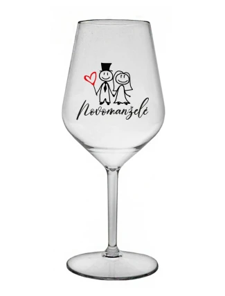NOVOMANŽELÉ - čirá nerozbitná sklenice na víno 470 ml