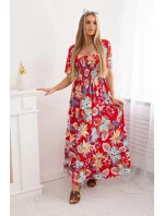 Viskózové šaty s volánkovým výstřihem 29475 červené - Kesi Viskózové šaty s volánkovým výstřihem 29475 červené - Kesi