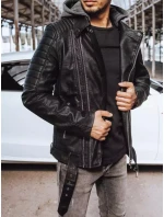 Pánská kožená bunda černá FashionStreet TX4244