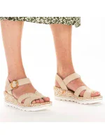 Pohodlné béžové sandály na platformě s podpatky Rieker W RKR595 Pohodlné béžové sandály na platformě s podpatky Rieker W RKR595