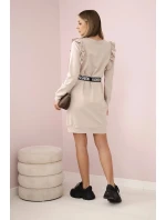 Dámské šaty s volánky a páskem béžový