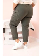 Dámské kalhoty Punto Milano Winter Plus Size s páskem khaki