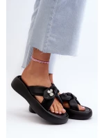 Dámské kožené sandály na platformě černé GOE NN2N4110
