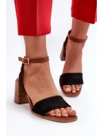 Dámské sandály na podpatku z ekologického semiše černé Ronvia