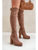 Kozáky Na Podpatku A Platformě S Holenní Částí Ekokožené Tmavobéžové Zistaria Kozáky Na Podpatku A Platformě S Holenní Částí Ekokožené Tmavobéžové Zistaria