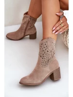 Dámské Prodyšné Kotníkové Boty Na Podpatku Béžové S.Barski HY51-125