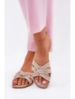 Dámské Plážové Sandály S Proplétajícími Pásky Béžové Acimine