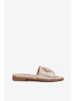 Dámské Pantofle Na Plochém Podpatku S Ozdobným Detalem S.Barski KV51-087 Zlaté