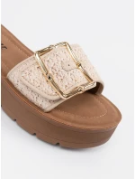 Pohodlné nazouváky dámské Jasnobeżowy platforma Pohodlné nazouváky dámské Jasnobeżowy platforma