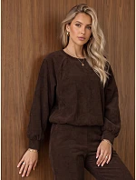 Dámská souprava z kordového úpletu – mikina a kalhoty, hnědá, FashionStreet AY1252 Dámská souprava z kordového úpletu – mikina a kalhoty, hnědá, FashionStreet AY1252