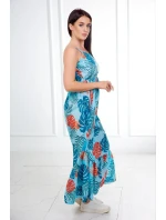 Šaty s motivem listů v mátové barvě