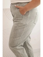 Dámské kalhoty Plus Size dekontrované s viskózou a širokou gumou jasné khaki