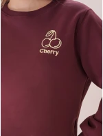 Dámská oversize mikina s výšivkou CHERSOFT plum FashionStreet BY1399