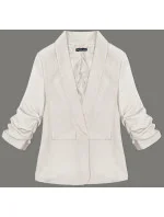 Světle béžové tenké sako s nařasenými rukávy (22-356)