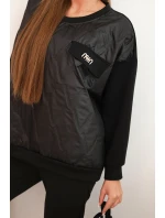 Dámský komplet z viskózy s prošívanou mikinou a kalhotami černý