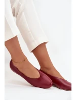 Dámské baleríny z ekokůže na nízkém podpatku bordové Olyssia