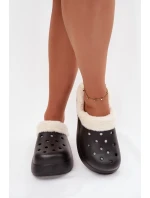 Pěnové dámské pantofle s vyhřívaným kožíškem Černé Palvine