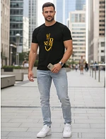 Pánské bavlněné tričko s potiskem Smile Crown černé FashionStreet NX0138R