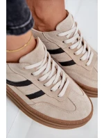 Semišové tenisky na platformě béžové Zazoo N1176