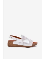 Dámské Kožené Sandály Na Klínu S Pletením Maciejka L7067-11 Bílé