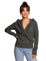 Zavinovací svetr s kapucí B246 černý - BeWear