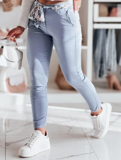 Dámské látkové chinos kalhoty s páskem ROSSALI modré FashionStreet UY2535