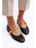 Dámské kožené baleríny na plochém podpatku Laura Messi 2774 černé